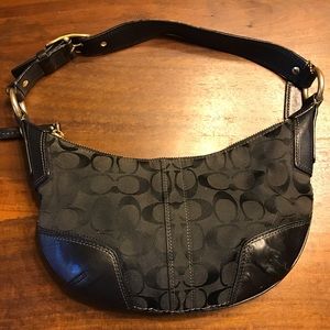 Coach black mini canvas hobo